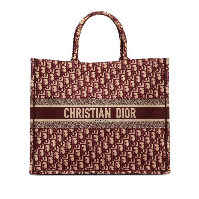 Dior Large Oblique Canvas Book Tote Red Canvas Good condition - Front View