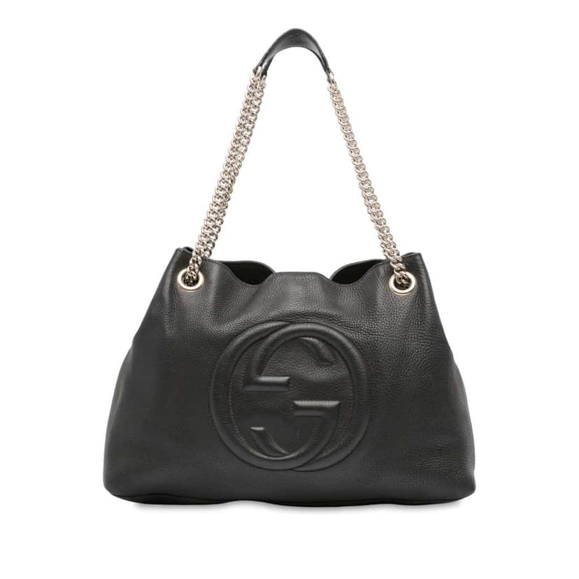 Gucci Medium Leather Soho Chain Tote Black Leather Good condition - Front View