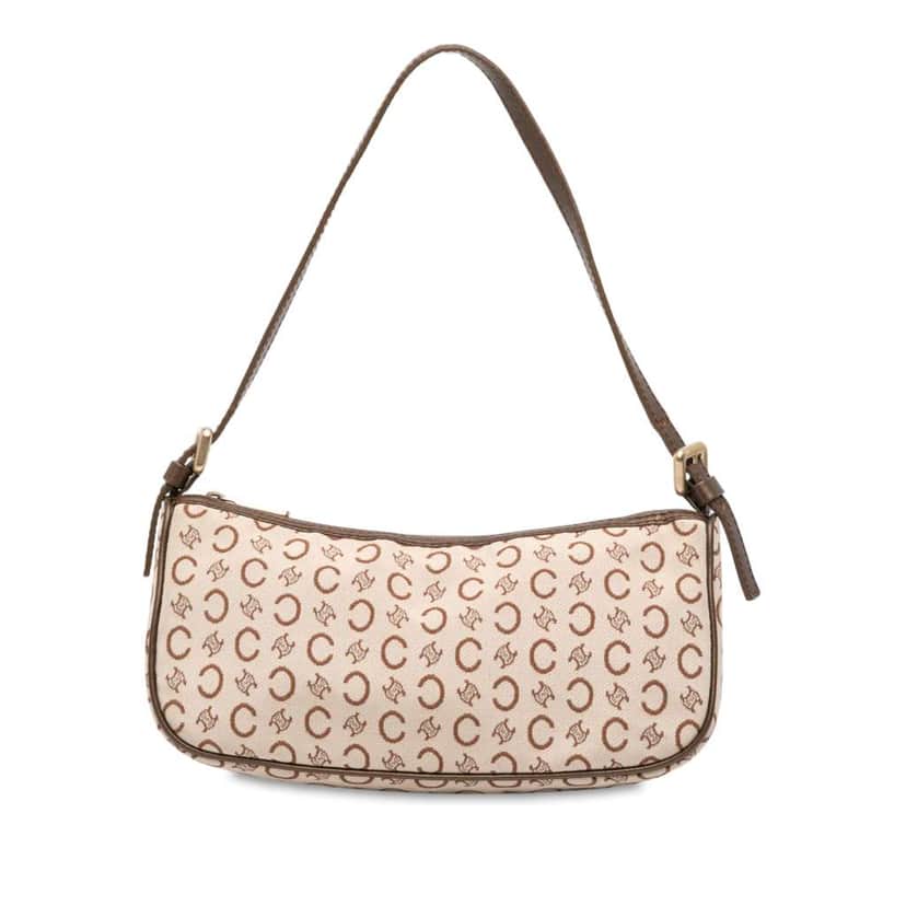 Celine C Macadam Canvas Shoulder Bag Brown Canvas Good condition - Front View