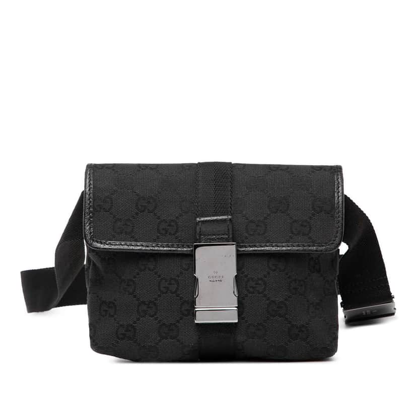 Gucci GG Canvas Belt Bag Black Canvas Good condition - Front View