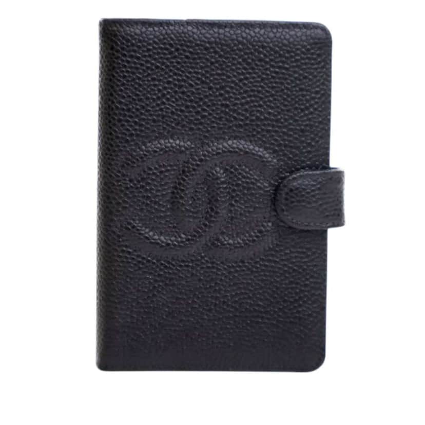 Chanel CC Caviar Ring Agenda Notebook Black Leather Good condition - Front View