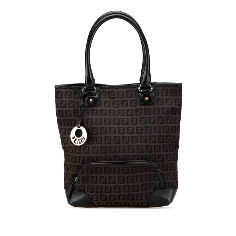 Fendi Zucchino Canvas Chef Front Pocket Shopping Tote Brown Canvas Good condition - Front View