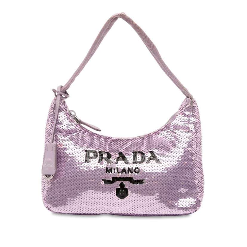 Prada Mini Re Nylon Paillettes Sequin Re Edition 2000 Shoulder Bag Purple Good condition - Front View