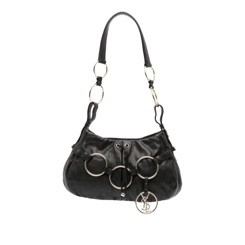 Saint Laurent Calfskin Saharienne Shoulder bag Black Leather Good condition - Front View