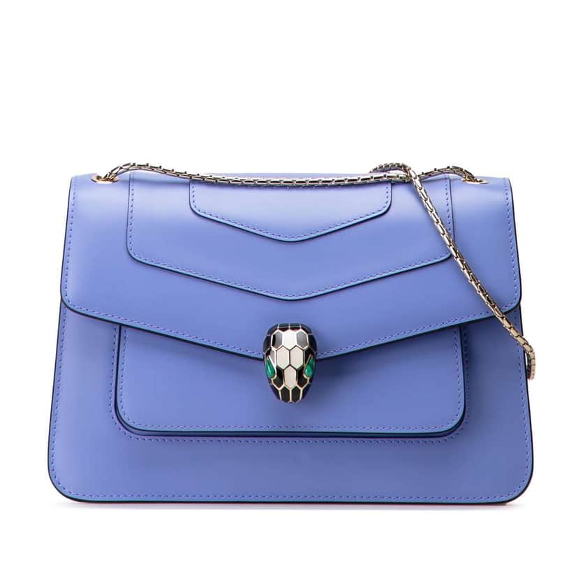 Bvlgari Medium Calfskin Serpenti Forever Shoulder Bag Purple Leather Good condition - Front View