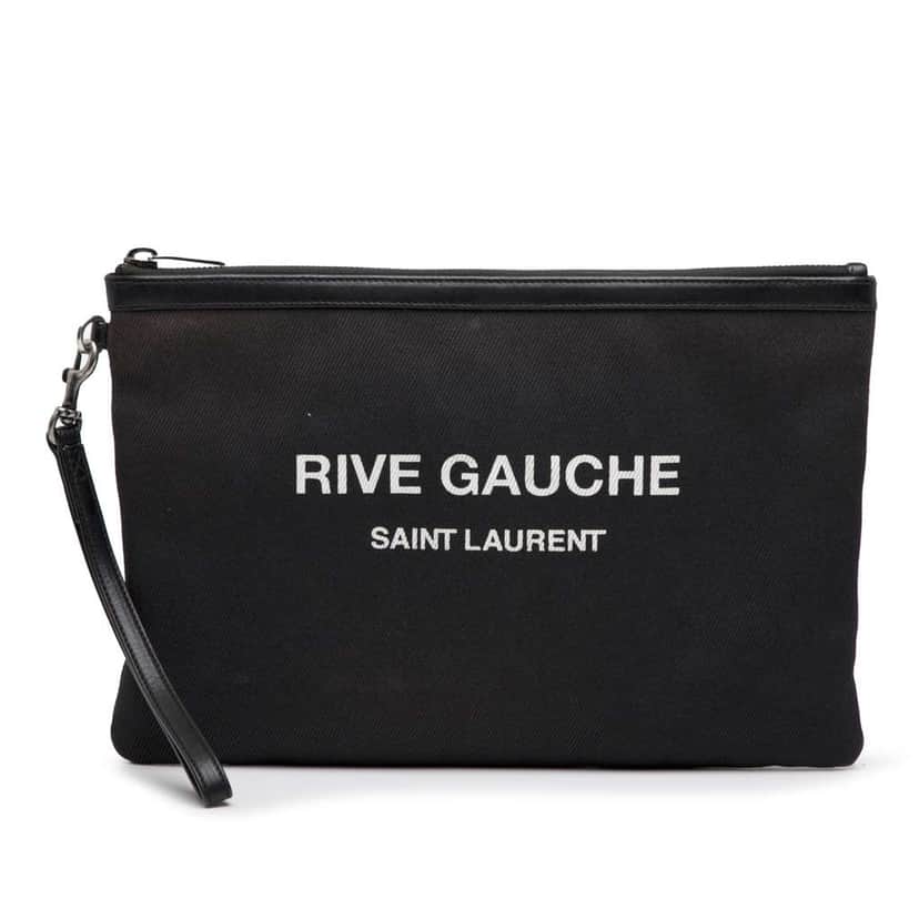 Saint Laurent Canvas Rive Gauche Clutch Black Canvas Good condition - Front View