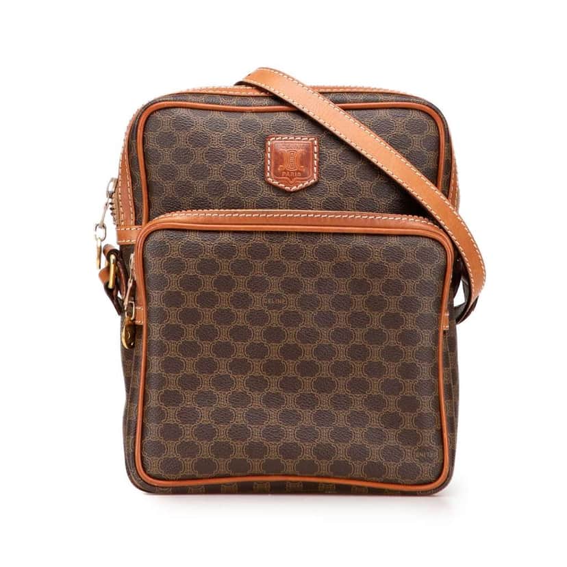 Celine Macadam Coated Canvas Crossbody Brown Canvas Good condition - Front View