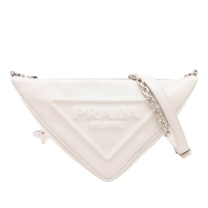 Prada Grace Lux Triangle Crossbody White Leather Good condition - Front View