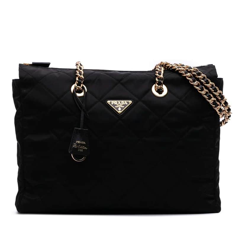 Prada Large Impuntu Re Nylon Re Edition 1995 Chaine Tote Black Good condition - Front View