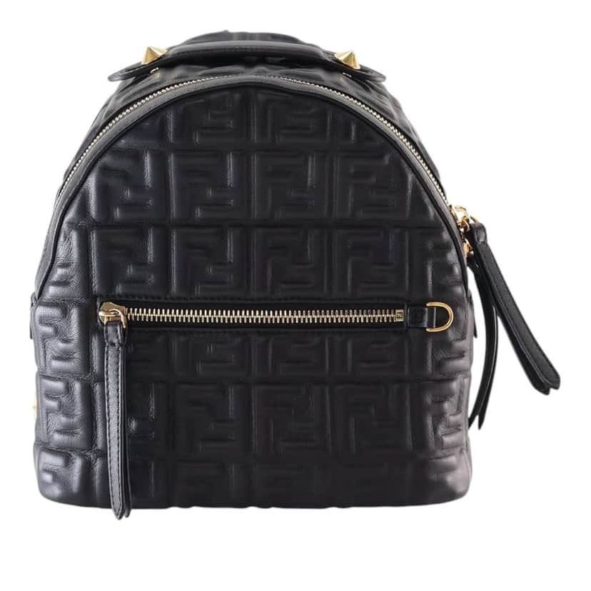Fendi Mini Zucca Embossed Nappa By The Way Backpack Black Leather Good condition - Front View