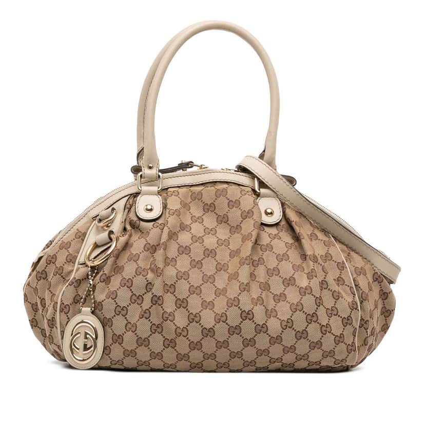 Gucci GG Canvas Sukey Satchel Brown Canvas Good condition - Front View