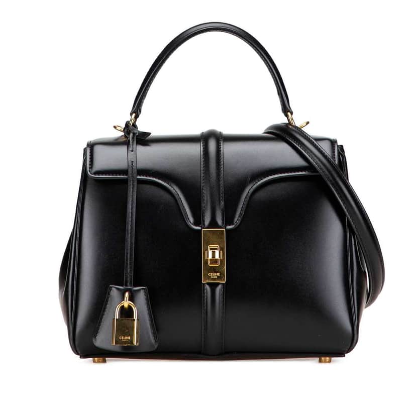 Celine Small Leather 16 Satchel Black Leather Good condition - Front View