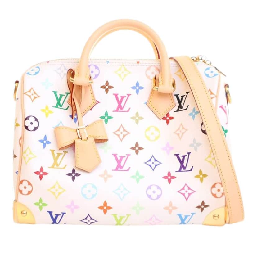 Louis Vuitton Takashi Murakami Monogram Multicolore Speedy Bandouliere 25 White Good condition - Front View