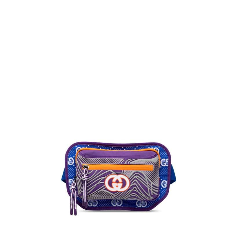 Gucci GG Nylon and Rubber Belt Bag Blue Good condition - Front View