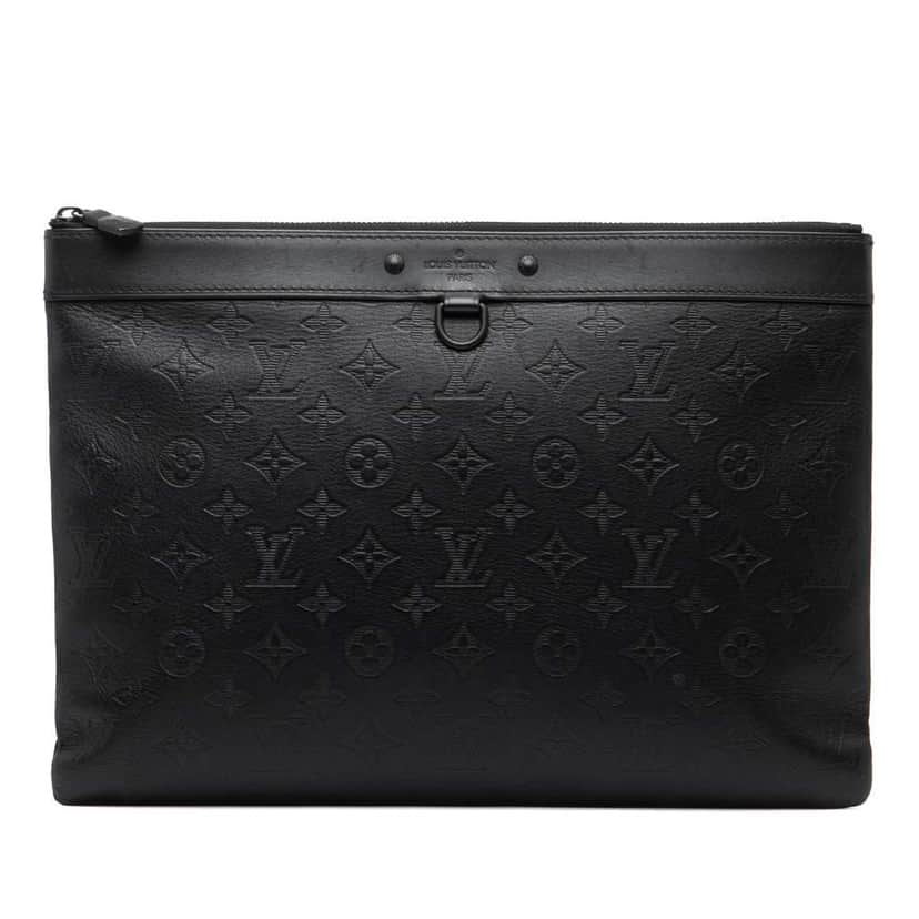 Louis Vuitton Monogram Shadow Discovery Pochette Black Leather Good condition - Front View