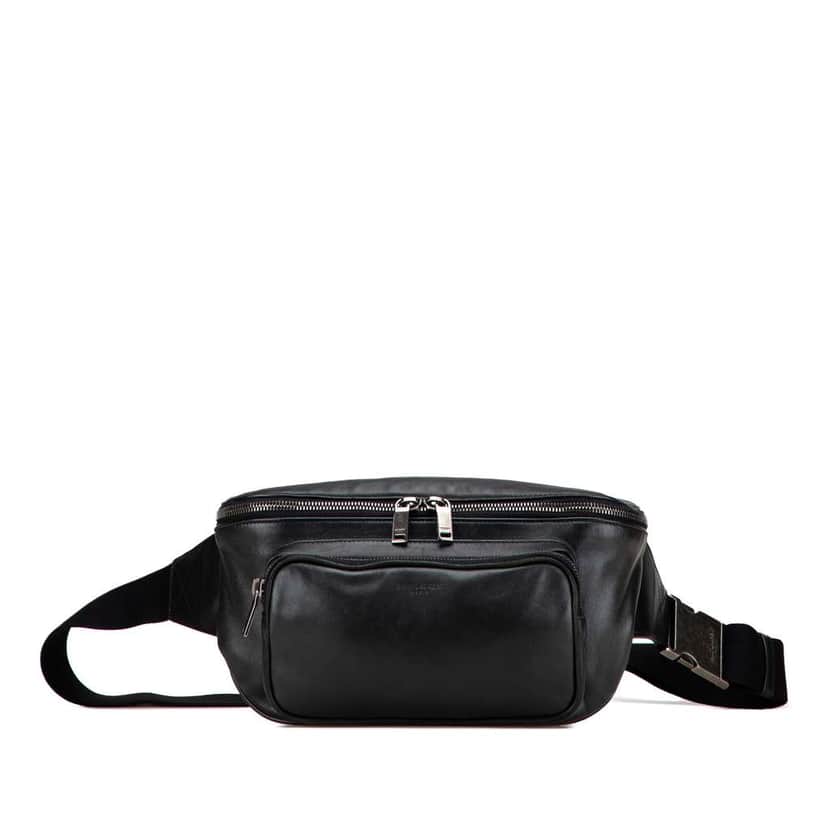 Saint Laurent Lambskin Subway Belt Bag Black Leather Good condition - Front View