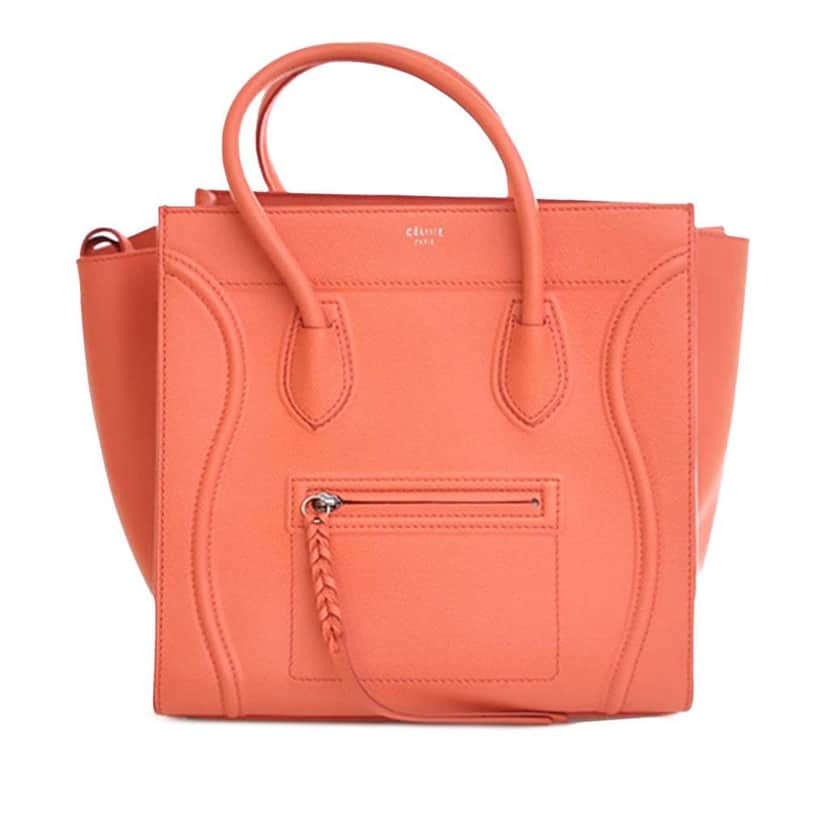 Celine Medium Leather Phantom Luggage Tote Orange Leather Good condition - Front View