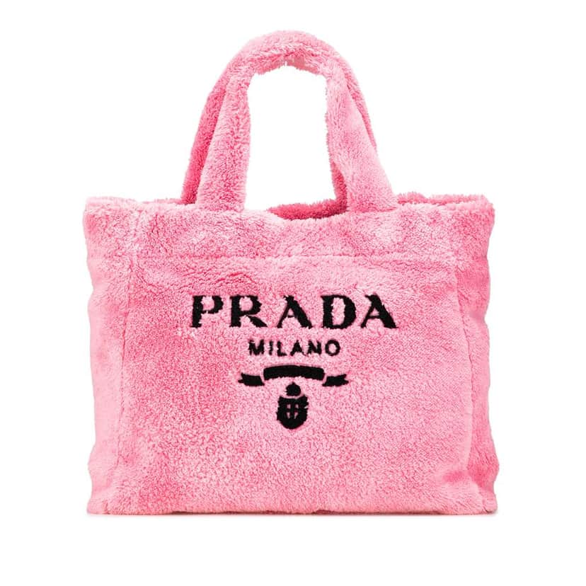 Prada Terry Cloth Tote Pink Cotton Good condition - Front View