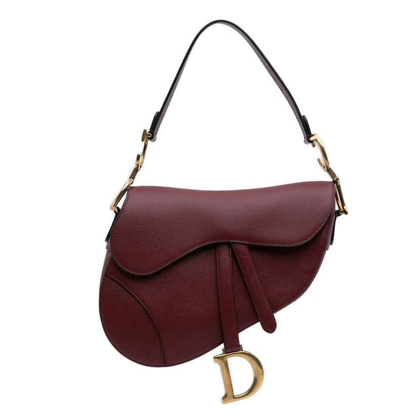 Dior Grained Calfskin Saddle Bag Red Leather Good condition - Front View