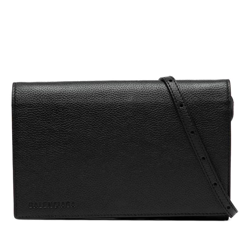 Balenciaga Small Leather Logo Flap Crossbody Black Leather Good condition - Front View
