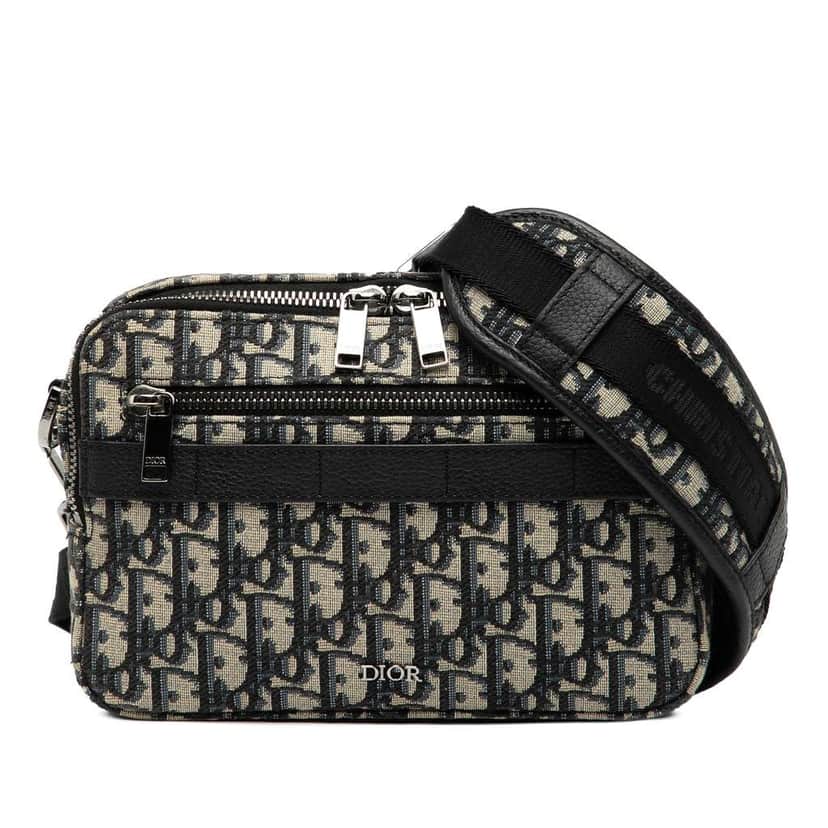 Dior Oblique Canvas Safari Crossbody Blue Canvas Good condition - Front View