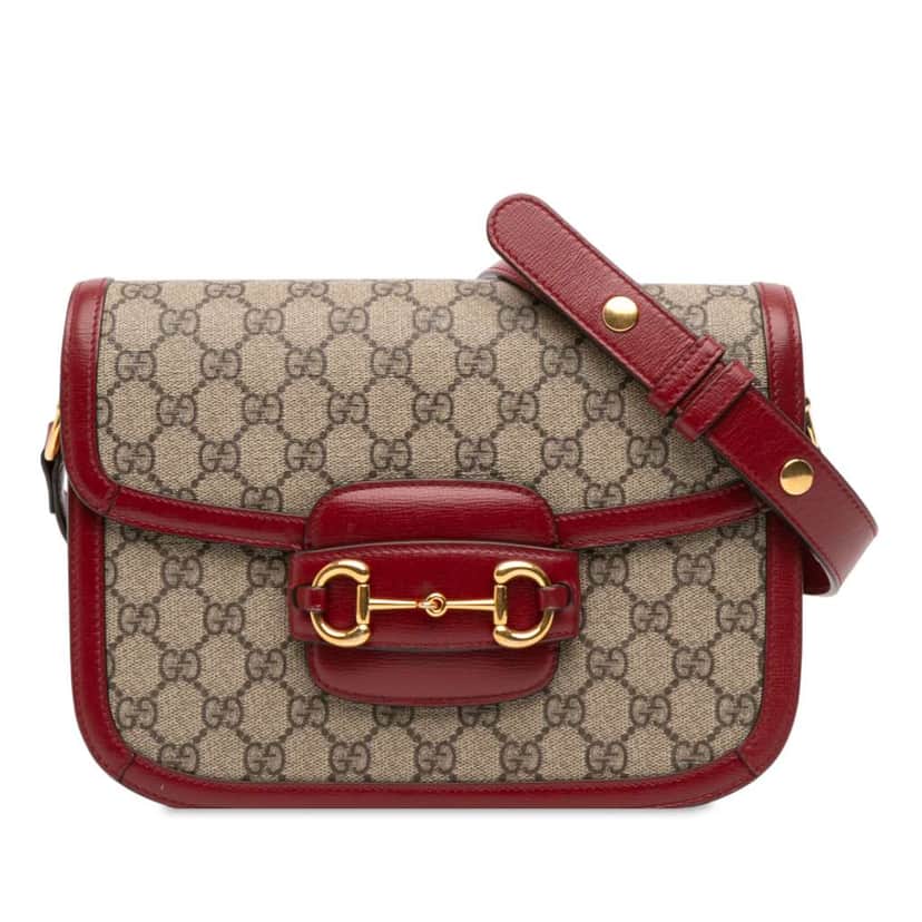 Gucci Medium GG Supreme Horsebit 1955 Shoulder Bag Brown Canvas Good condition - Front View