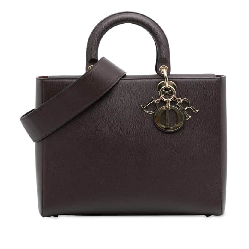 Dior Large Grained Calfskin Lady D Sire Red Leather Good condition - Front View