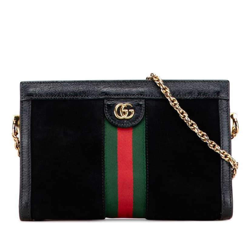 Gucci Small Suede Ophidia Chain Crossbody Black Leather Good condition - Front View