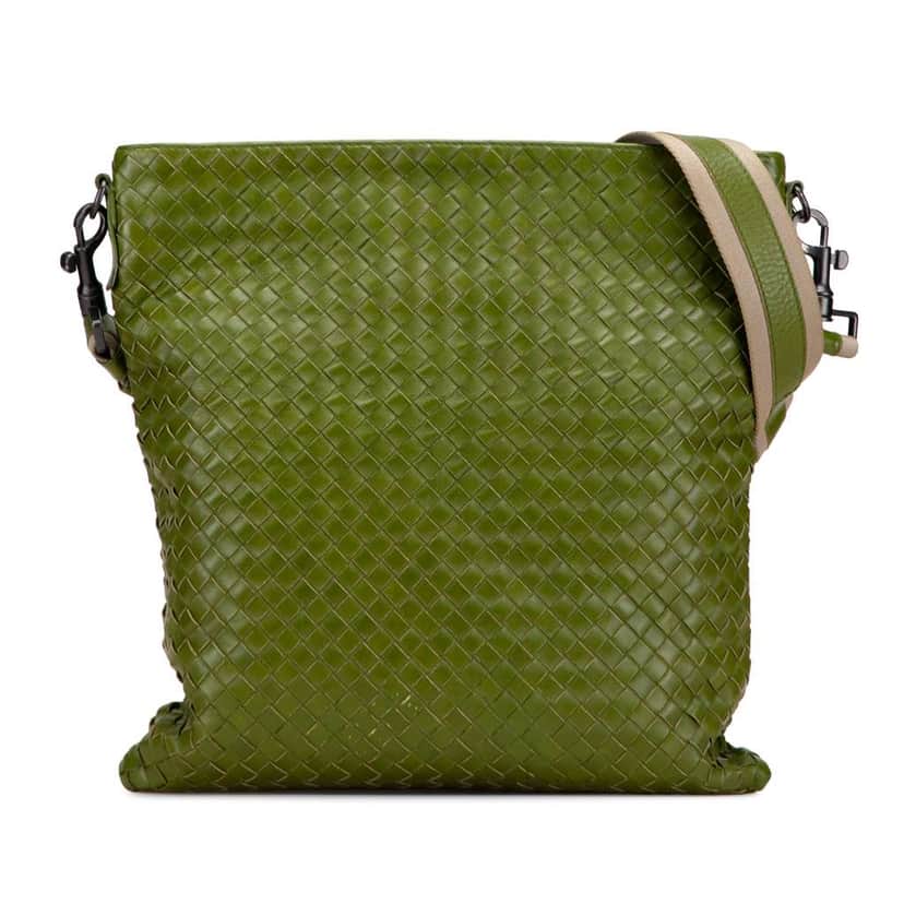 Bottega Veneta Nappa Intrecciato Crossbody Green Leather Good condition - Front View