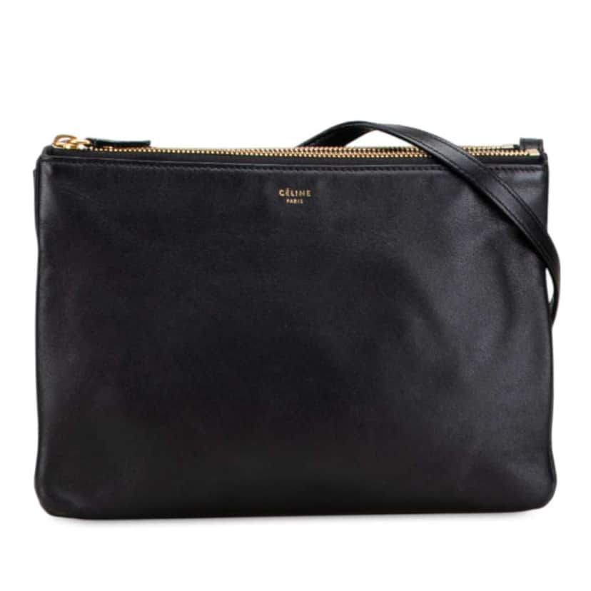 Celine Large Lambskin Trio Crossbody Black Leather Good condition - Front View