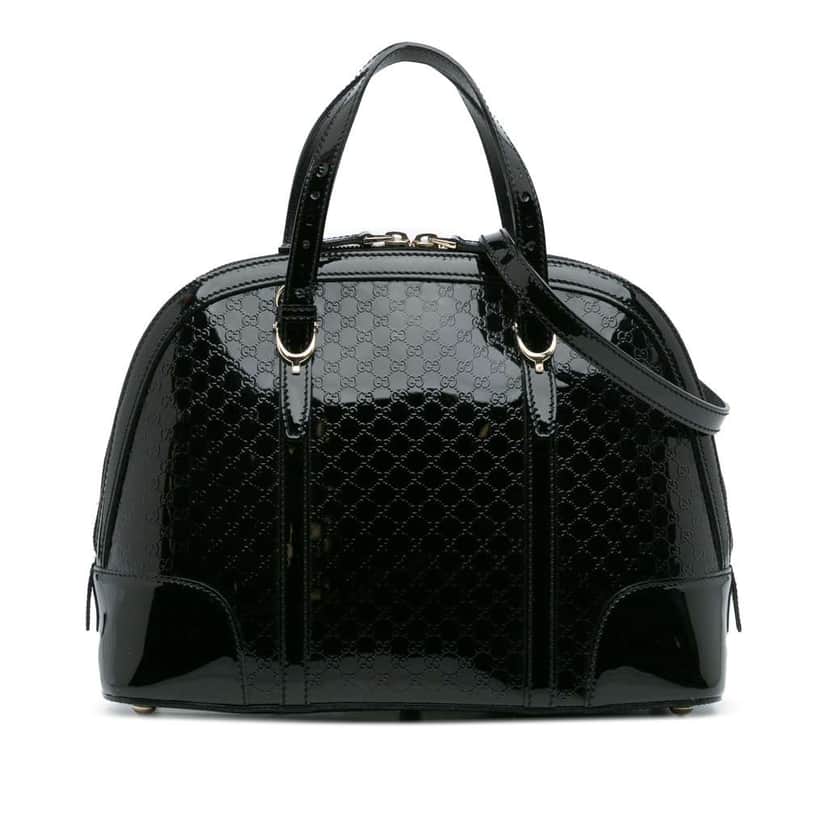 Gucci Small Microguccissima Patent Nice Satchel Black Leather Good condition - Front View