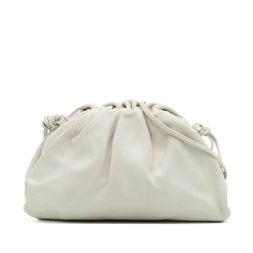Bottega Veneta Lambskin The Mini Pouch Crossbody White Leather Good condition - Front View
