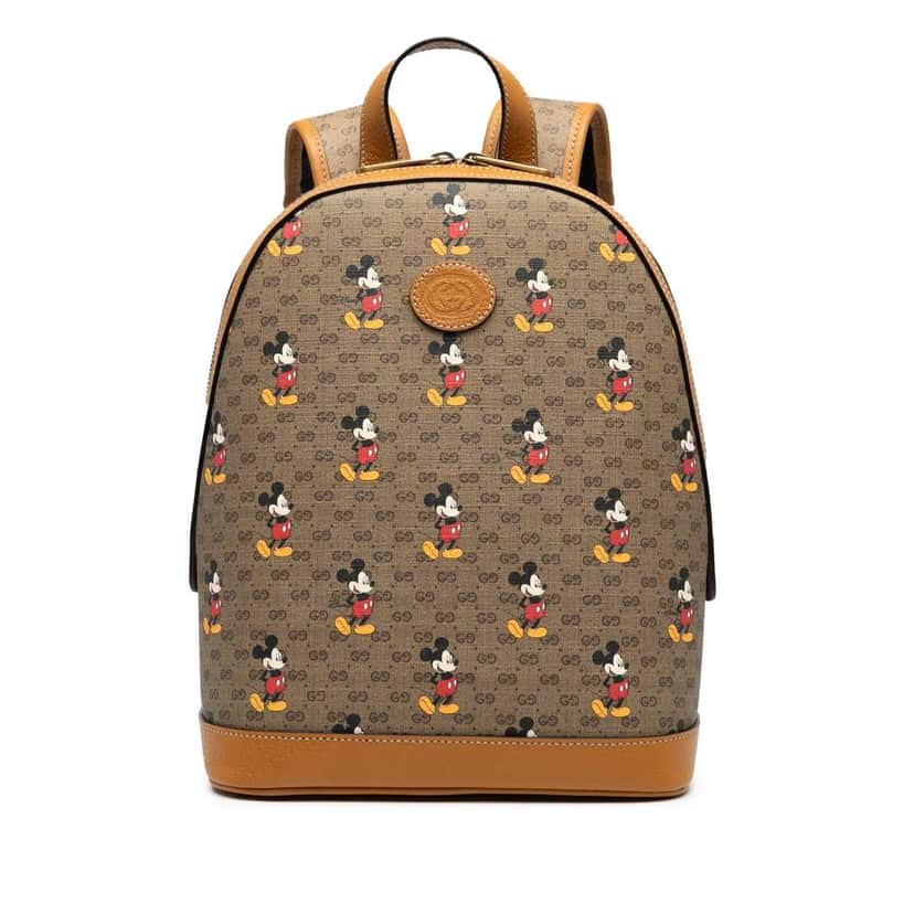 Gucci Disney Small Micro GG Supreme Mickey Mouse Dome Backpack Brown Canvas Good condition - Front View