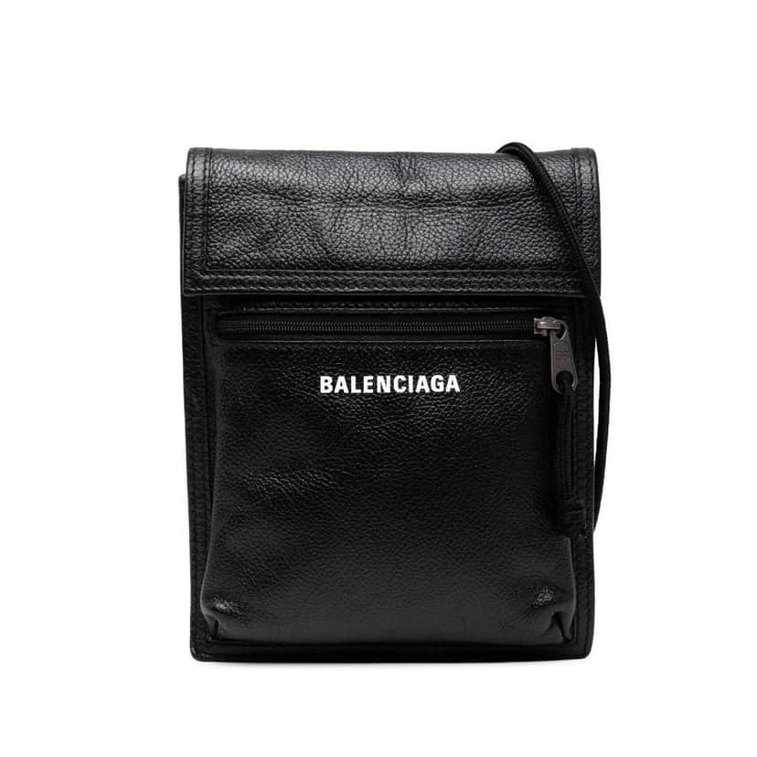 Balenciaga Small Lambskin Arena Explorer Pouch Black Leather Good condition - Front View