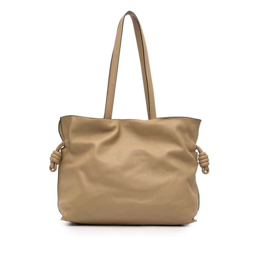 Loewe Large Calfskin Flamenco Knot Clutch Brown Leather Good condition - Front View