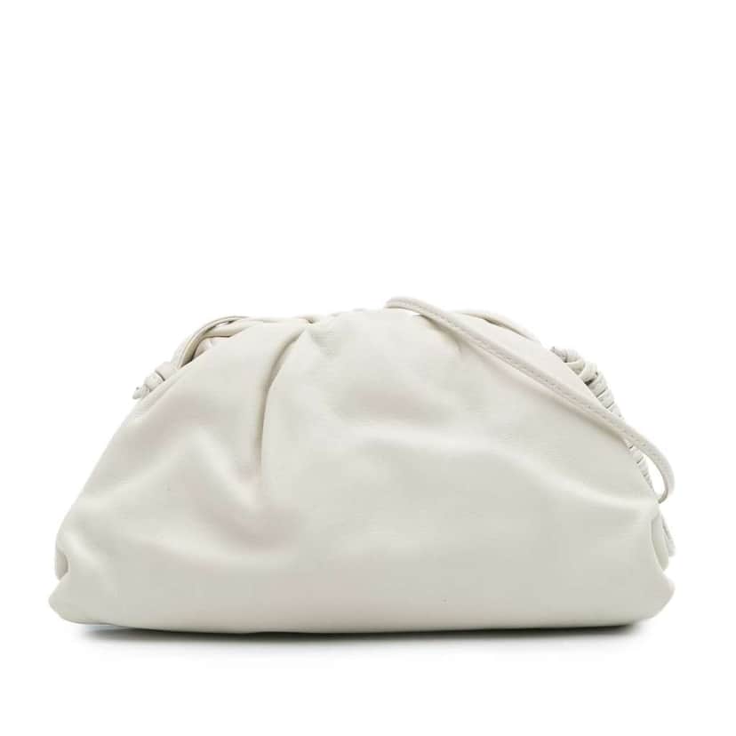 Bottega Veneta Lambskin The Mini Pouch Crossbody White Leather Good condition - Front View
