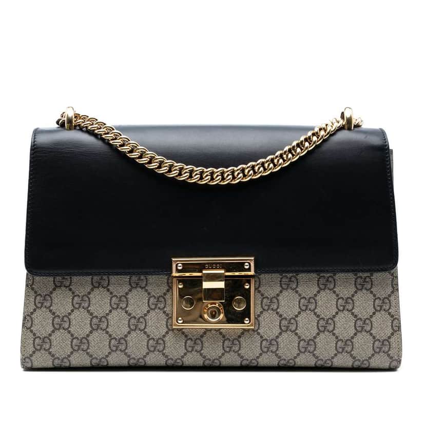 Gucci Medium GG Supreme Padlock Shoulder Bag Brown Canvas Good condition - Front View