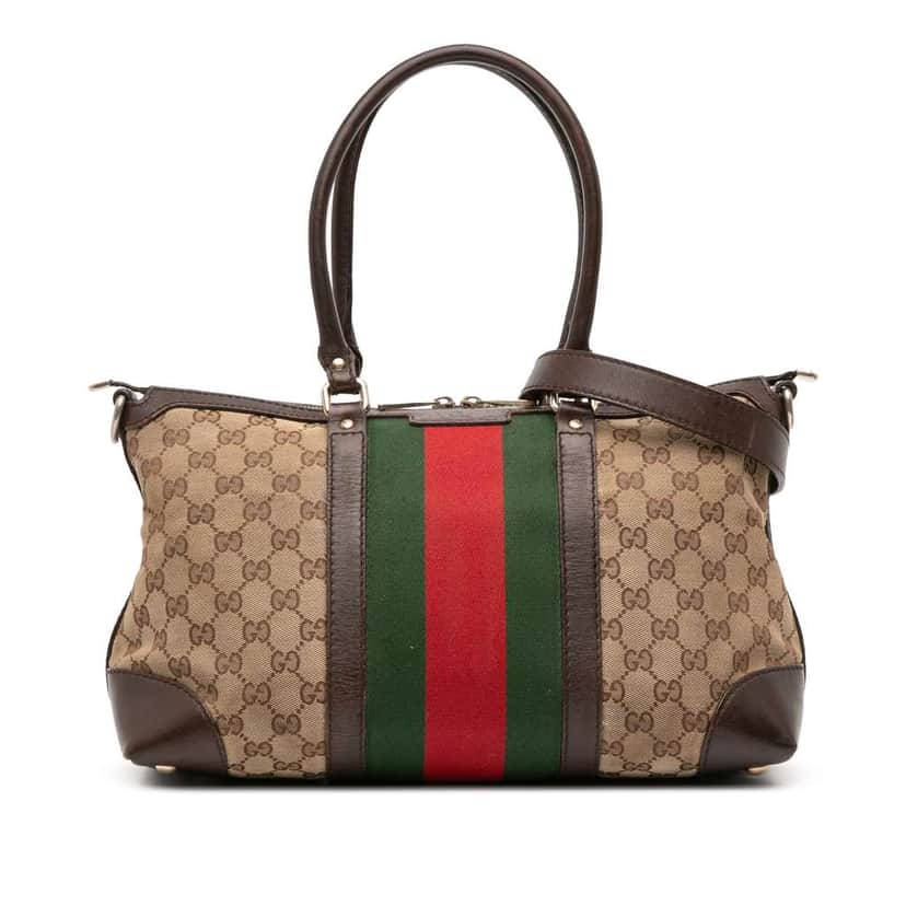 Gucci GG Canvas Web Satchel Brown Canvas Fair condition - Front View
