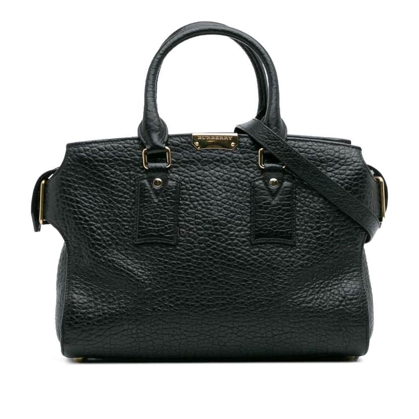 Burberry Medium Grained Leather Clifton Satchel Black Leather Good condition - Front View