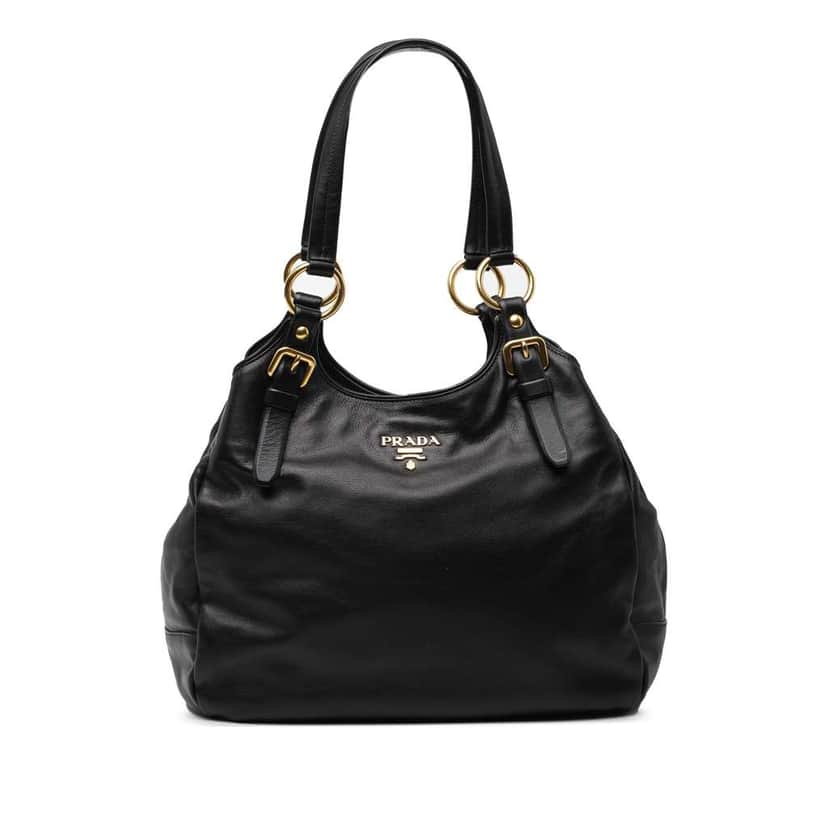 Prada Soft Calf Tote Black Leather Good condition - Front View