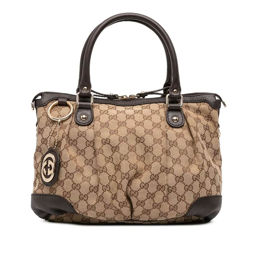 Gucci GG Canvas Sukey Satchel Brown Canvas Good condition - Front View