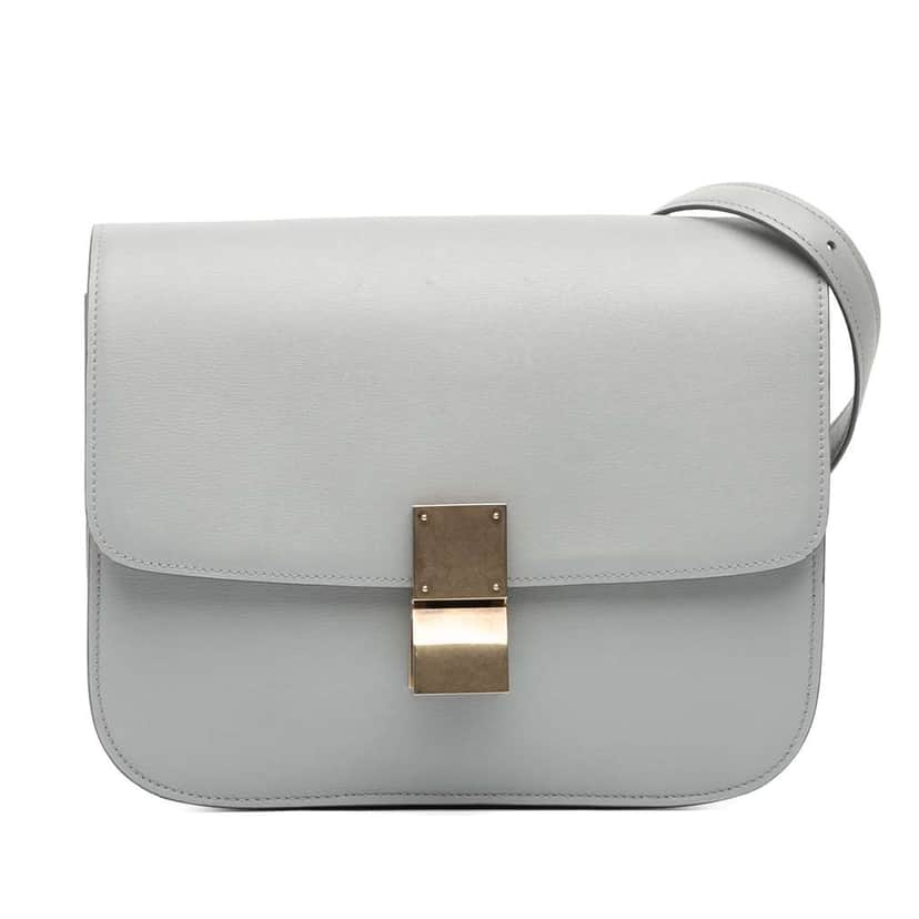 Celine Medium Calfskin Classic Box Grey Leather Good condition - Front View