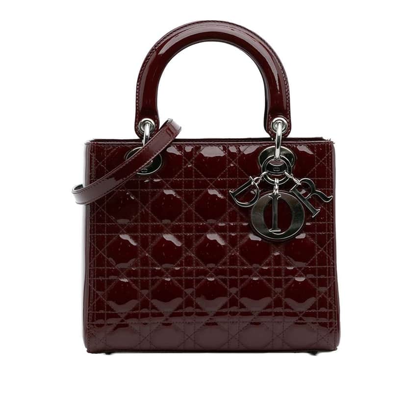 Dior Medium Patent Cannage Lady Dior Red Leather Good condition - Front View