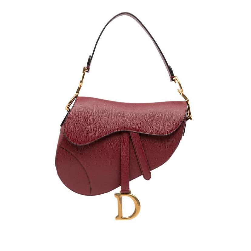Dior Grained Calfskin Saddle Bag Red Leather Good condition - Front View