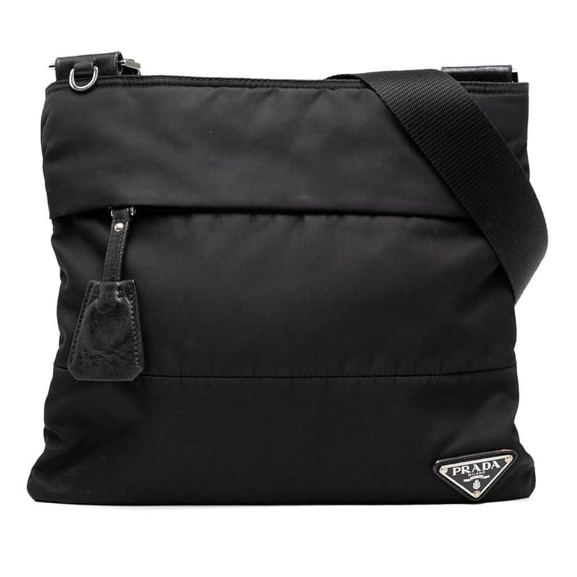 Prada Tessuto Zip Top Crossbody Black Good condition - Front View