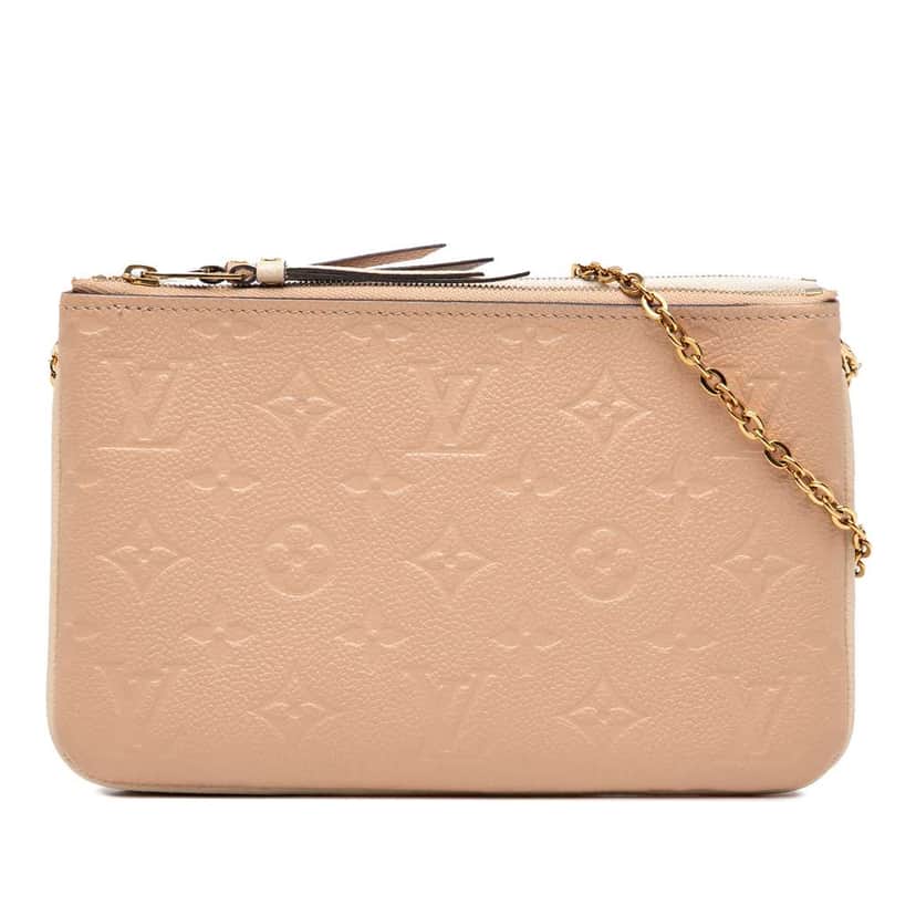 Louis Vuitton Monogram Empreinte Double Zip Pochette Brown Leather Good condition - Front View