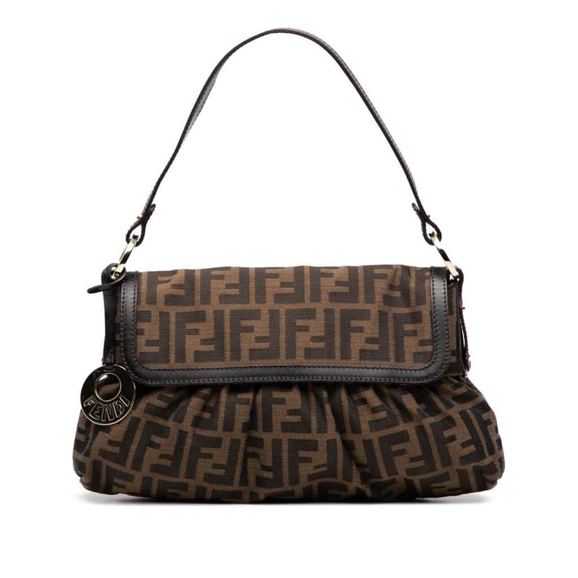 Fendi Small Zucca Canvas Chef Flap Brown Canvas Good condition - Front View
