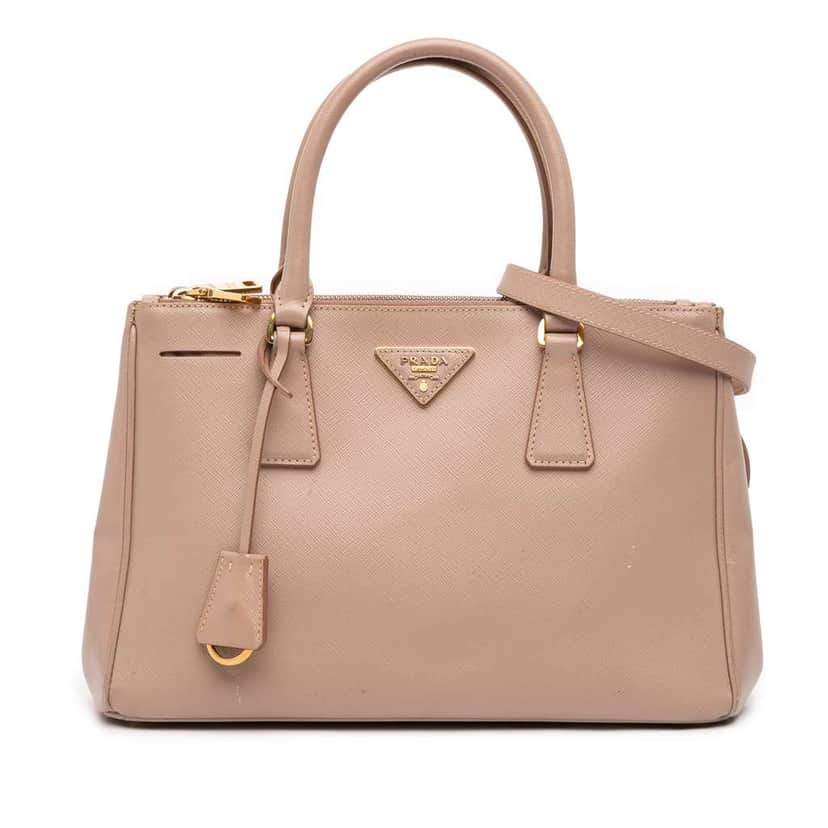 Prada Medium Saffiano Lux Galleria Double Zip Satchel Brown Leather Good condition - Front View