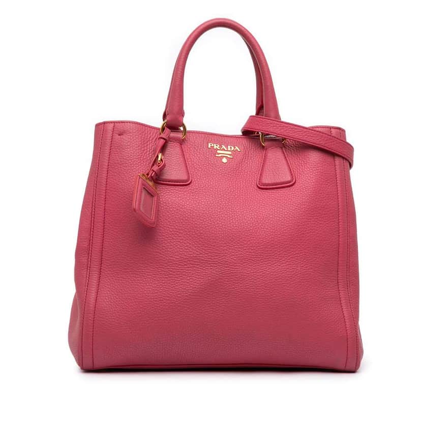 Prada Vitello Daino Open Convertible Tote Pink Leather Good condition - Front View