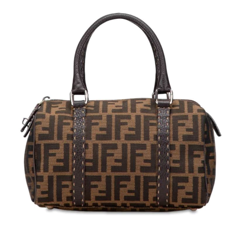 Fendi Mini Zucca Canvas Selleria Boston Bag Brown Canvas Good condition - Front View